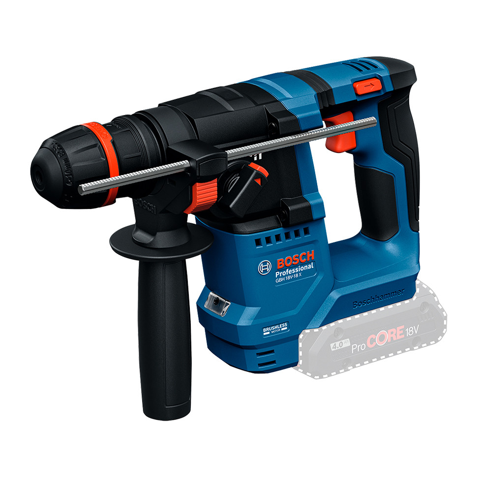 Martelete Rotativo a Bateria 18V (não inclusa) SDS Plus com Motor Brushless Bosch GBH 18V-18 X