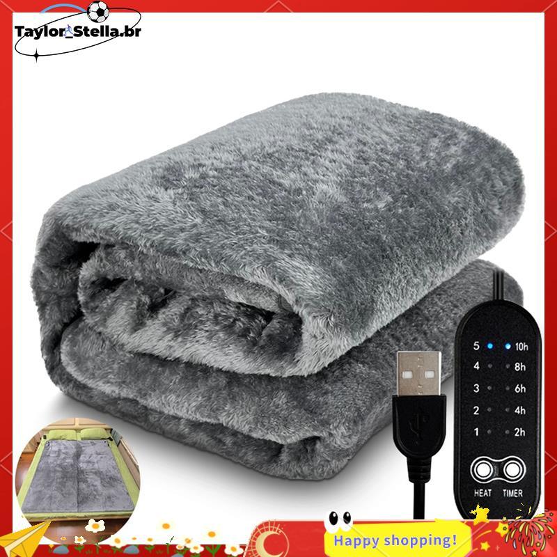 Cobertor De Aquecimento Elétrico USB Aquecedor Pelúcia Inverno Temperatura Ajustável Tempo Almofada 150x160 cm