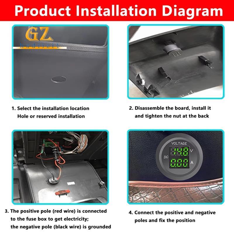 [gzhxdiizi1] Tensão De Instrumento VA Voltímetro Digital Amperímetro Tester Monitor 12-24V Painel LED Redondo De Três Dí