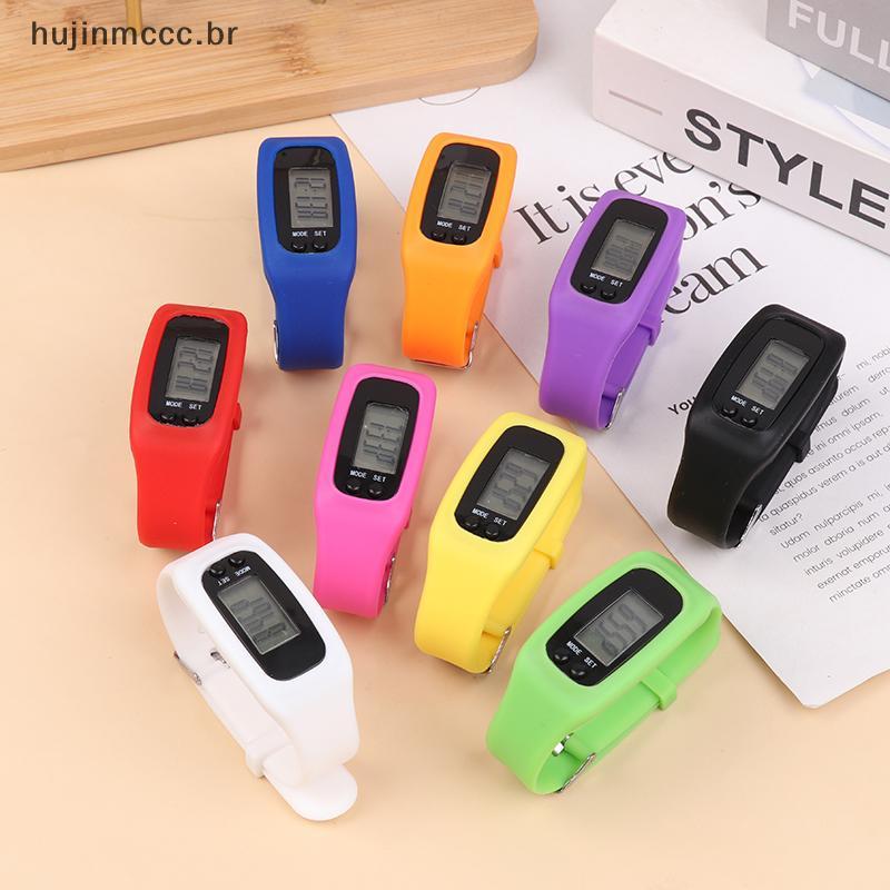 Huijin LED Pedômetro Pulseira Contador De Passos Relógio 12/24H Exibição Tempo Passo Silicone Traer De Fitness br