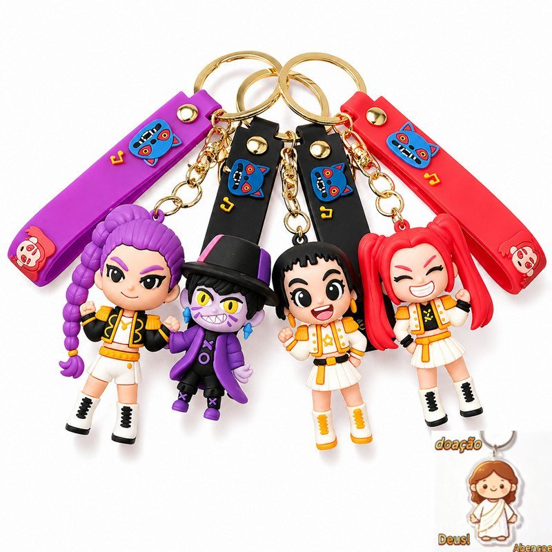 Bonito Dos Desenhos Animados KPOP Demônio Caçadores Menina Grupo Boneca Chaveiro Saco Pingente Carro Lembrança Presente（