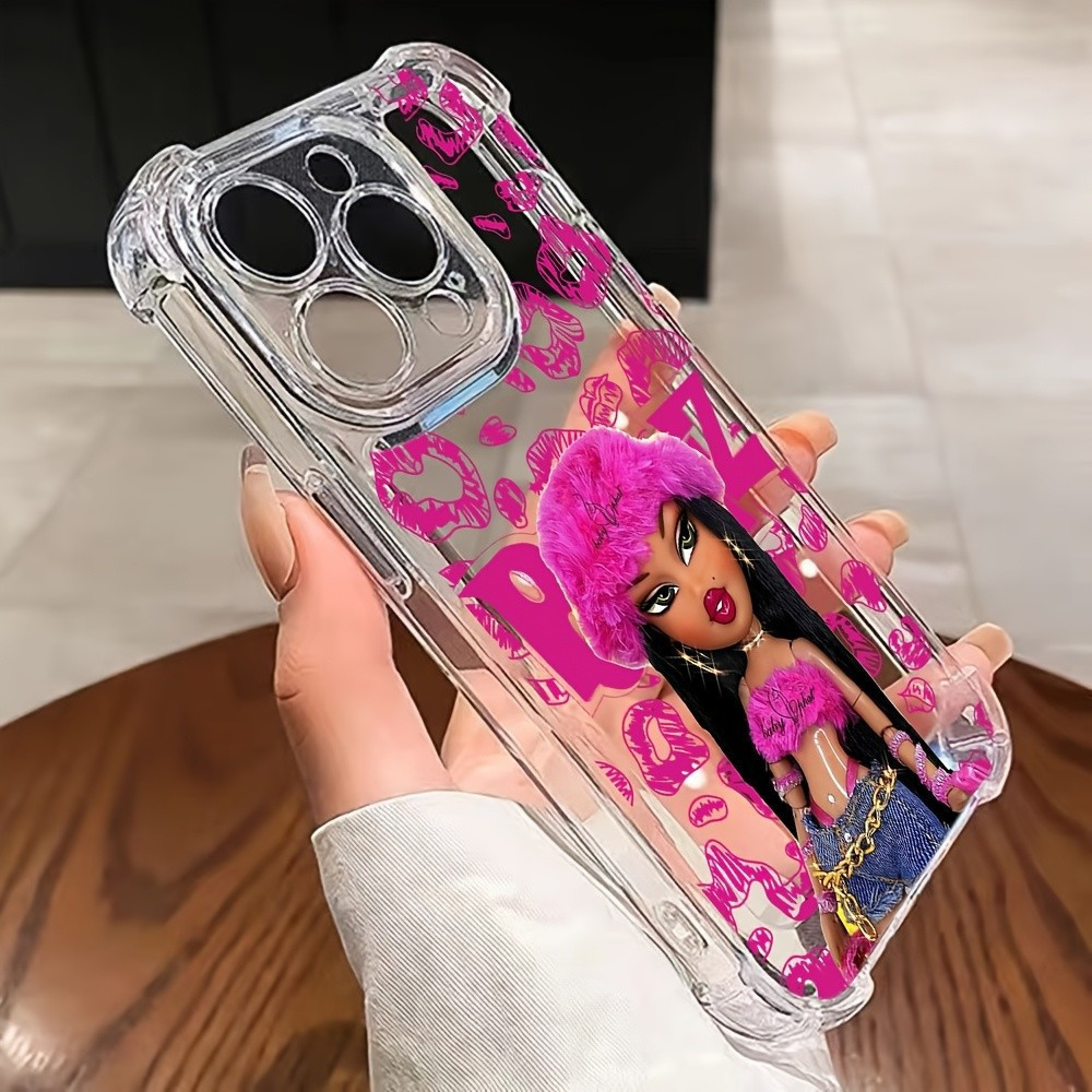 Capa de celular elegante com bonecas Bratz fofas, adequada para modelos de iPhone 16, 15, 14, 13, 12, 11 P.