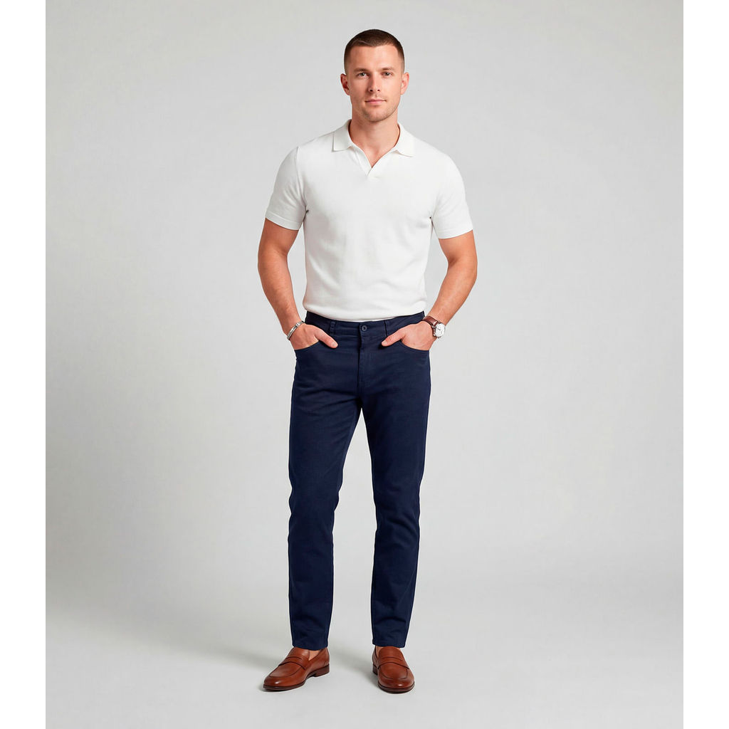 Calça Masculina Em Sarja Com Bolsos Sea Surf Azul