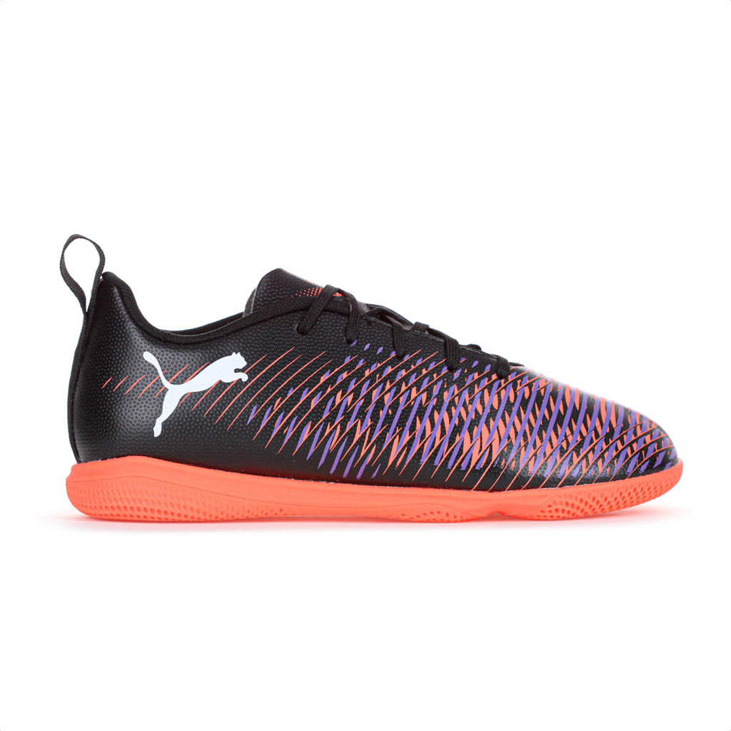 Chuteira Puma Futsal 8 Play It Neymar Jr Preto Roxo e Laranja - Juvenil