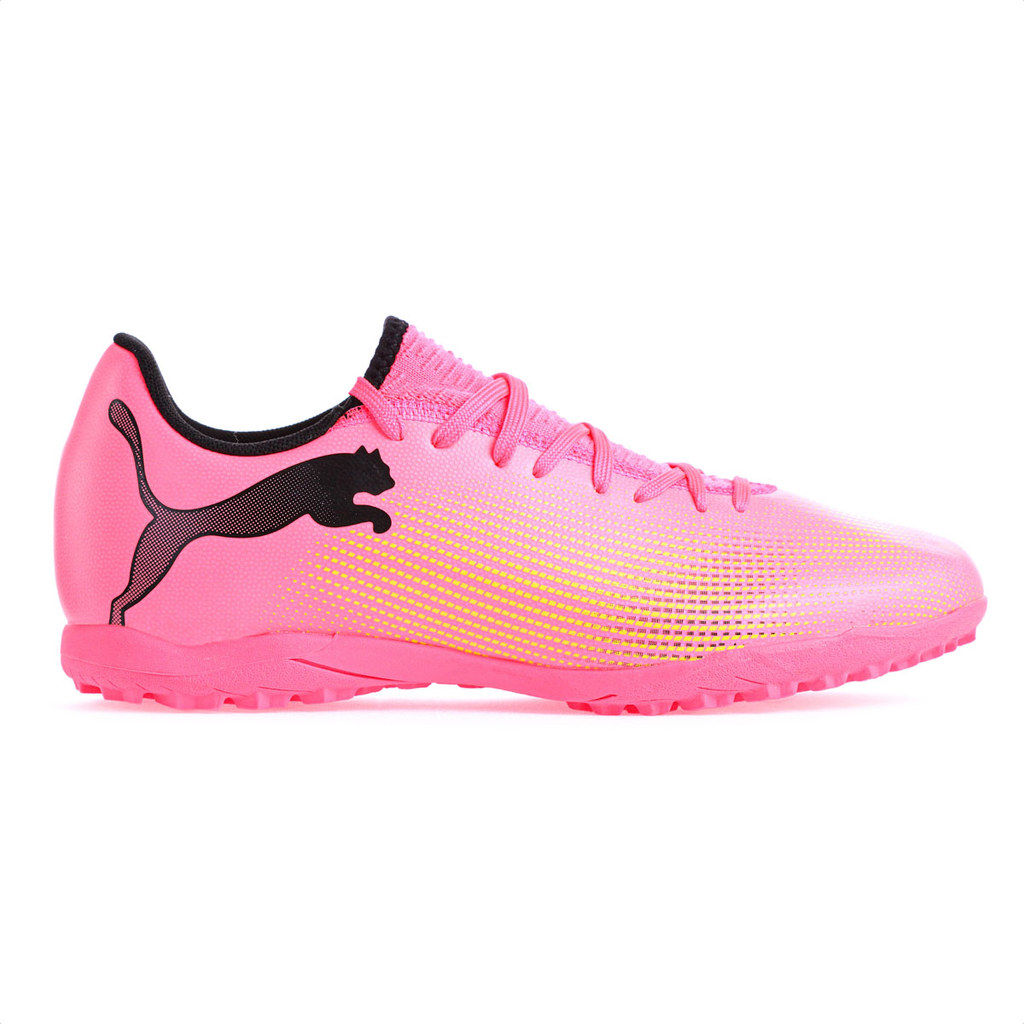 Chuteira Puma Society Future 7 Rosa Preto e Amarelo - Masculino