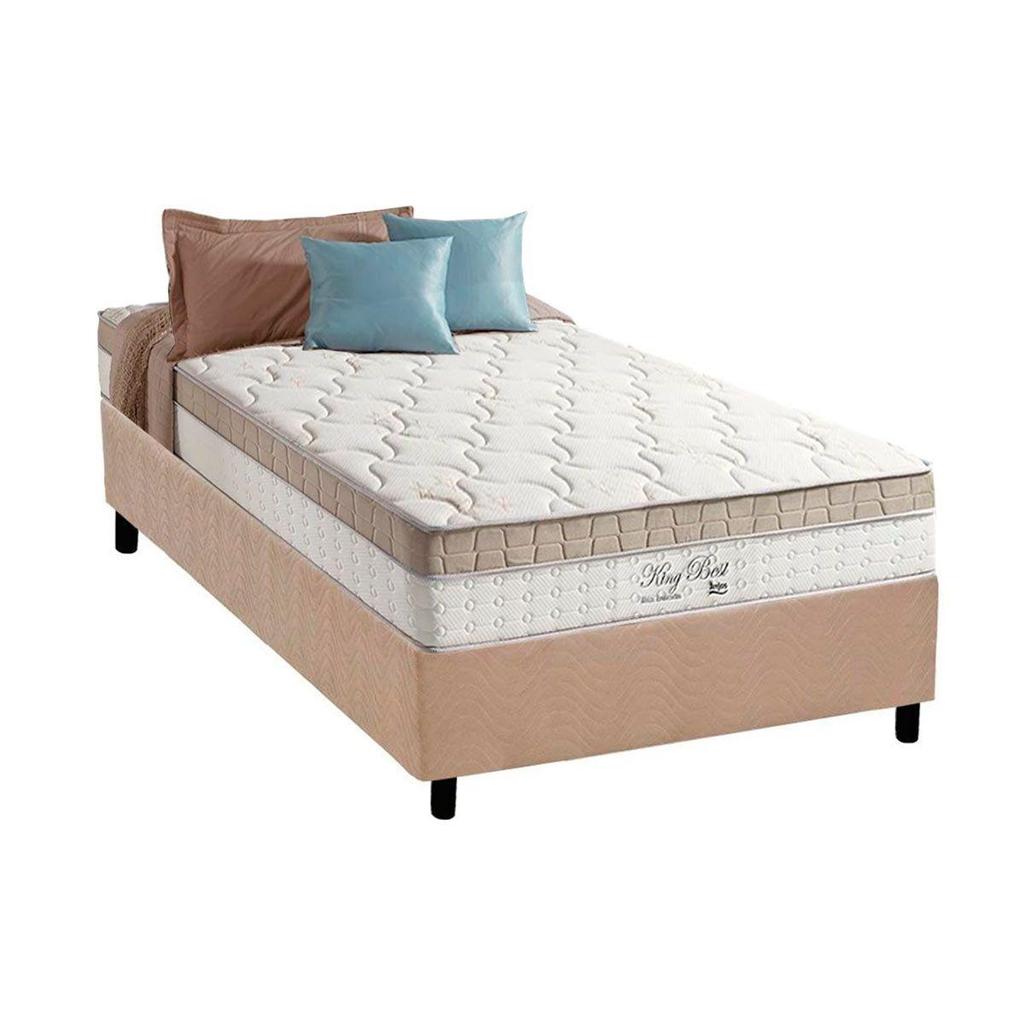 Conjunto Box Solteiro: Colchão Molas Anjos Superlastic King Best + Base CRC Suede Clean(88x188)