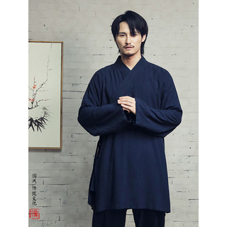 Wudangshan Diagonal robe de linho masculino algodão linho roupas masculinas Layman roupas taoístas antigo monge meditaçã