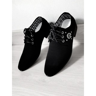 Pano de verão respirável versão coreana preto masculino apontou Toe sapatos de negócios na moda estudante Casual salto p