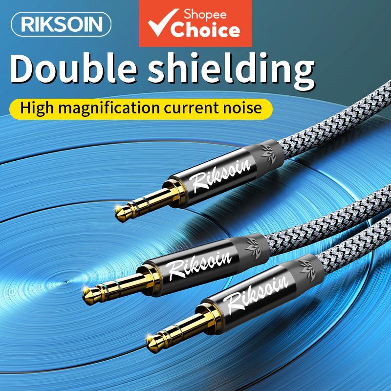 Cabo auxiliar Riksoin 3,5 mm, divisor Y de áudio 3,5 mm para 3,5 mm TRS estéreo para smartphones e dispositivos - Cinza