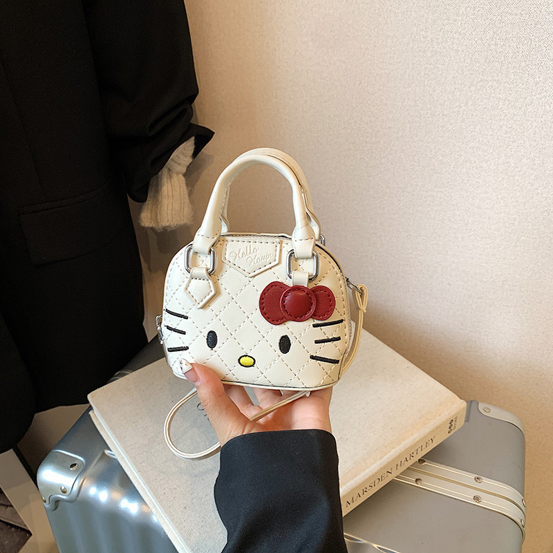 Novas crianças gatinho bonito dos desenhos animados moda saco de concha de um ombro bebê menina moda cor sólida bordado