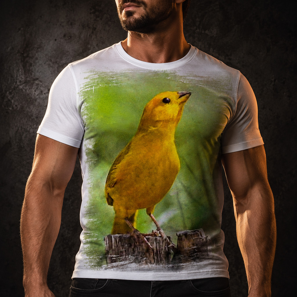 Camisa Camiseta Masculina Ave Pássaro Canário 1