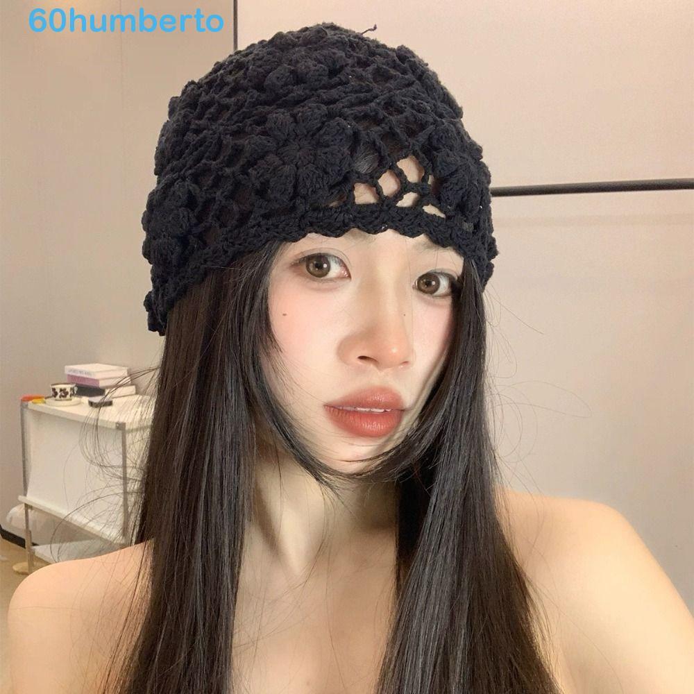 Chapéu De Flor De Crochê HUMBERTO , Bonés De Malha Oca Feitos À Mão , Gorros Doces Femininos Fofos Y2k Streetwear