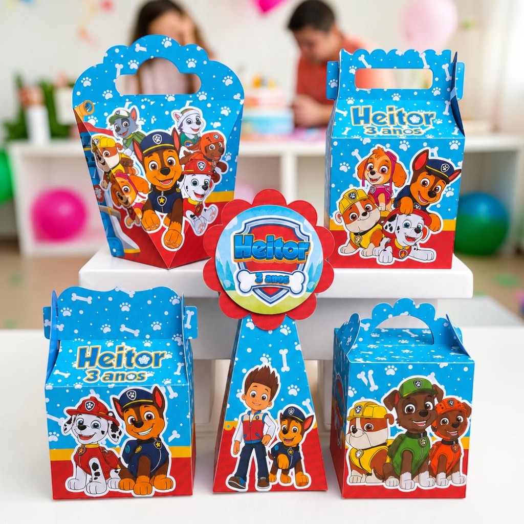 Personalizados PATRULHA CANINA  (PEGUE E MONTE) - kit festa - lembrancinha - aniversario - caixinhas personalizadas