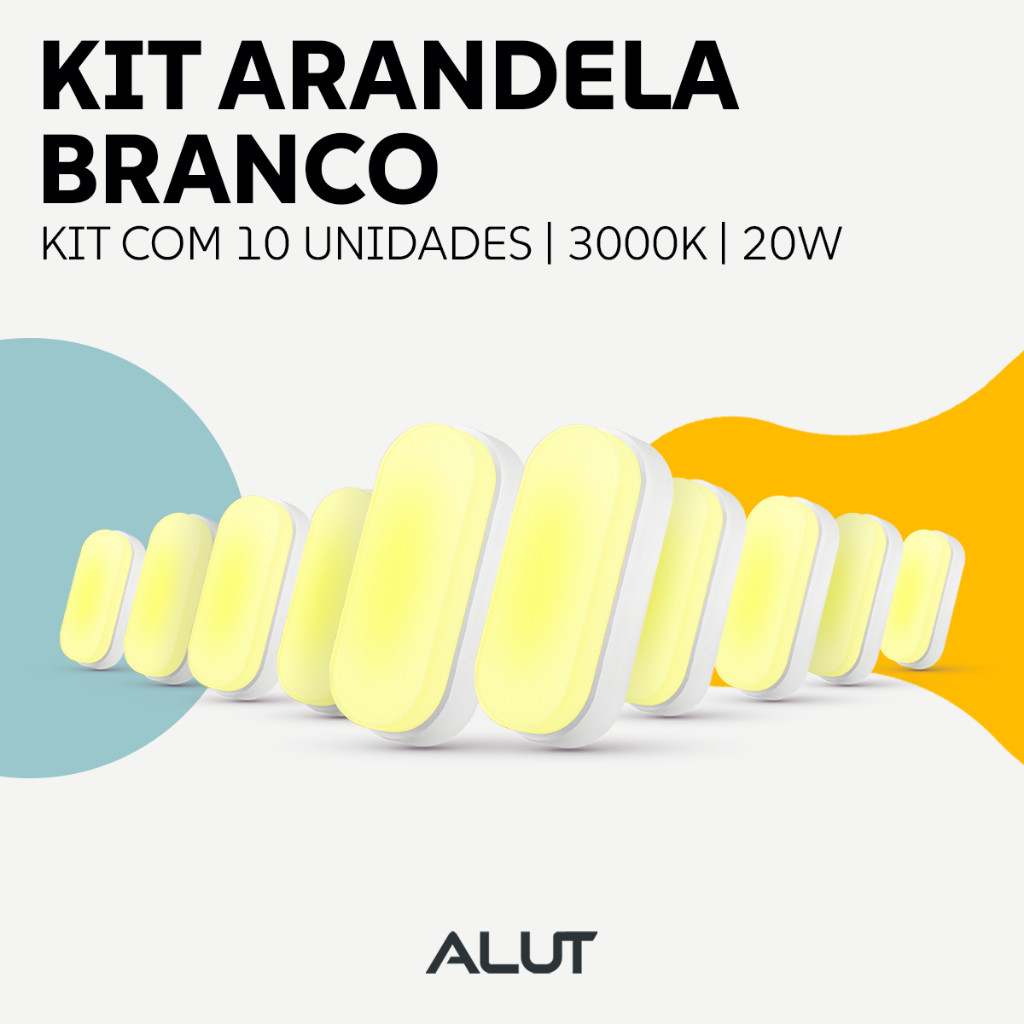 Imagem Kit 10 Arandela Led Tartaruga 20w 3000k 6500k Bivolt Ip65 a prova d'água Branco/Preto Alut By Avant