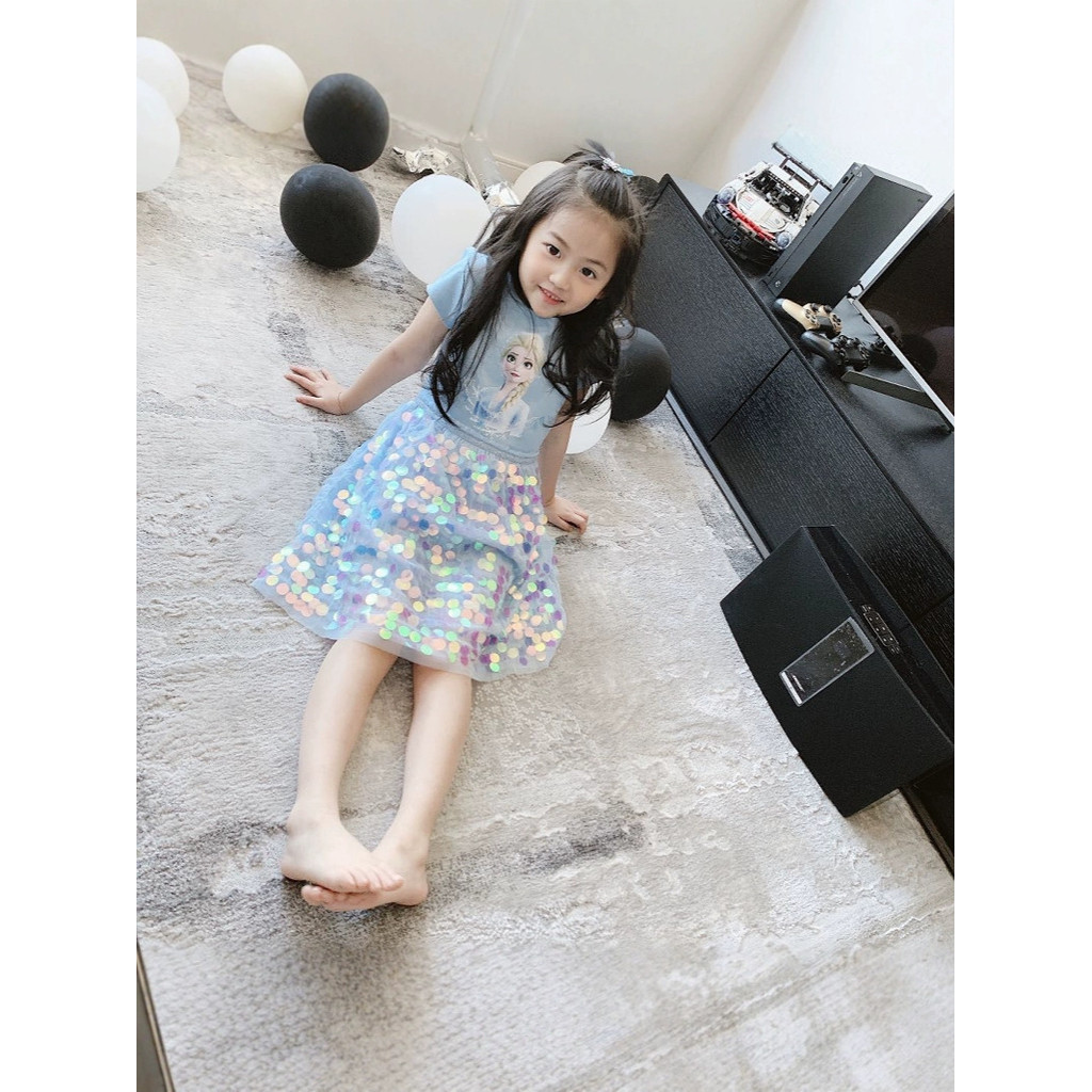 Novo produto pronto estoque congelado menina elsa vestido de princesa 2026 crianças menina lantejoulas gaze elsa vestido