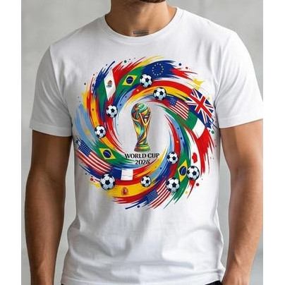 Camiseta Masculina Feminina Oversized Estampa Copa do Mundo 2026 Bandeiras Países Futebol Streetwear Casual
