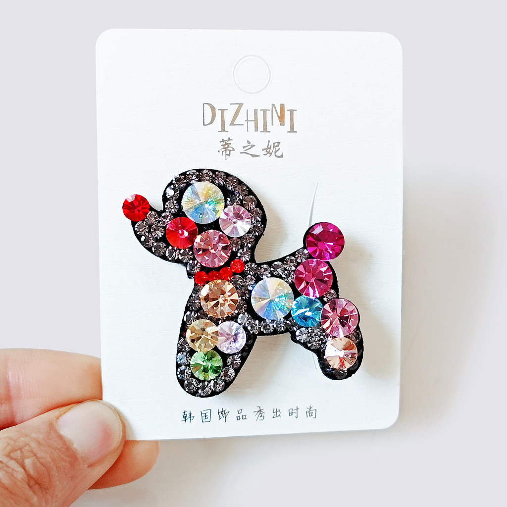 Novo importado strass filhote de cachorro grampo de cabelo feminino High-End dos desenhos animados Animal acessórios par