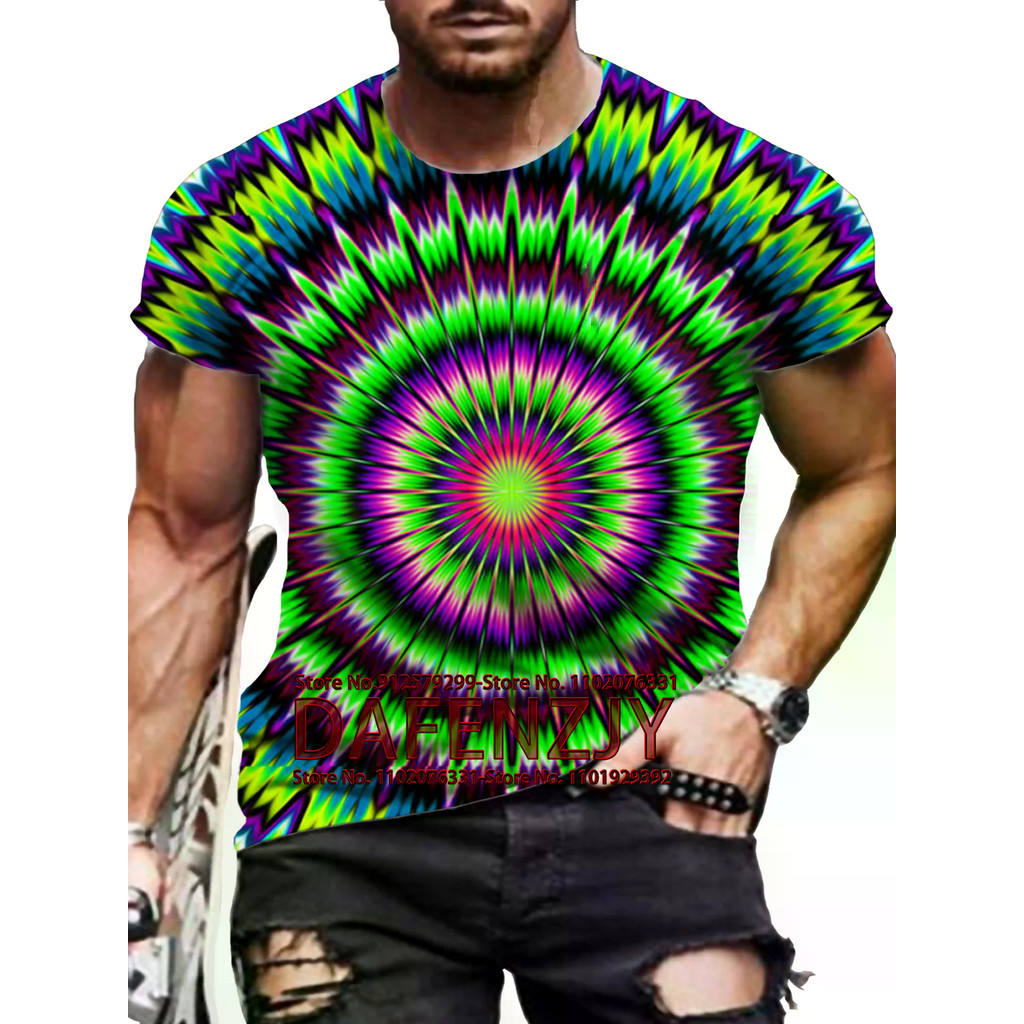 2026 Tie Dye Impressão 3D Camiseta Esportes Lazer Moda Masculina Estilo Rua Top De Manga Curta