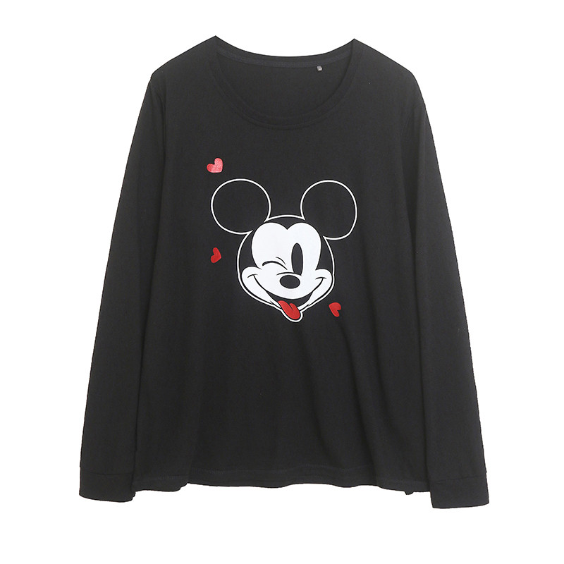Comércio exterior primavera outono Modal algodão pele-amigável dos desenhos animados de manga comprida camiseta feminina