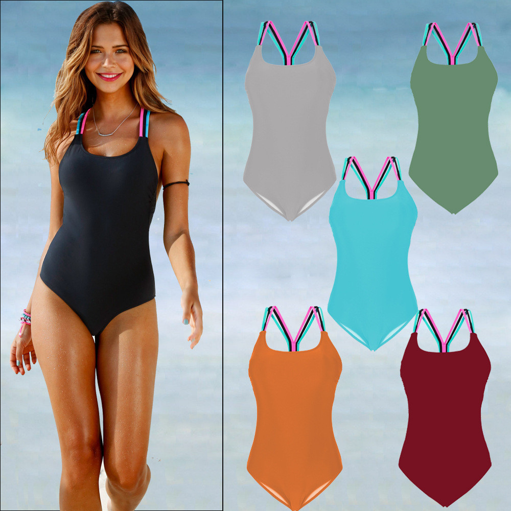 Novo estilo maiô europeu americano feminino Sexy de uma peça cor corda biquíni comércio exterior biquíni AliExpress ebay