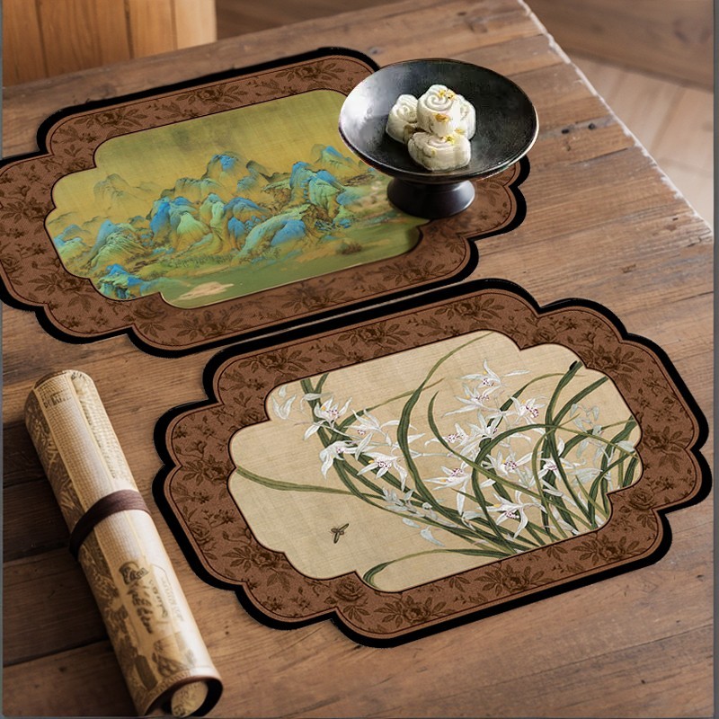 Novo estilo chinês estilo Medieval casa mesa de chá dreno almofada 30*40cm pacote de duas peças almofada absorvente tige