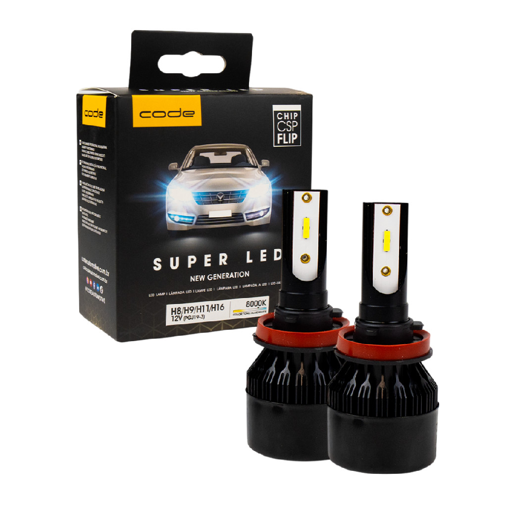 Super Led 12v Csp 8000k H8/h9/h11/h16 Pgj19-3 - Code