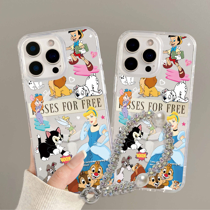 Capa Personagens Transparente MagSafe + Pulseira para Samsung Galaxy Note 9/10/20 S21/S22/S23/S24/S25/S26 ultra fe edge