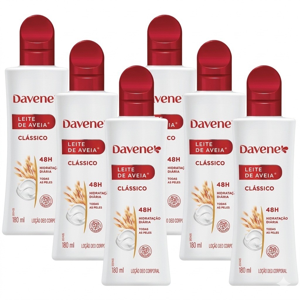 6UN Hidratante Corportal Leite De Aveia 180ML Davene
