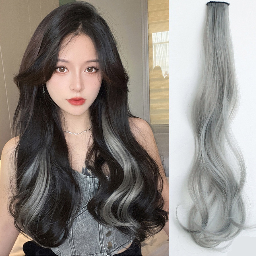 Extensões de Cabelo Sintético Colorido de 20 Polegadas, 1 Presilha, Peruca Cacheada Invisível, Extensão em Patch, Rosa e
