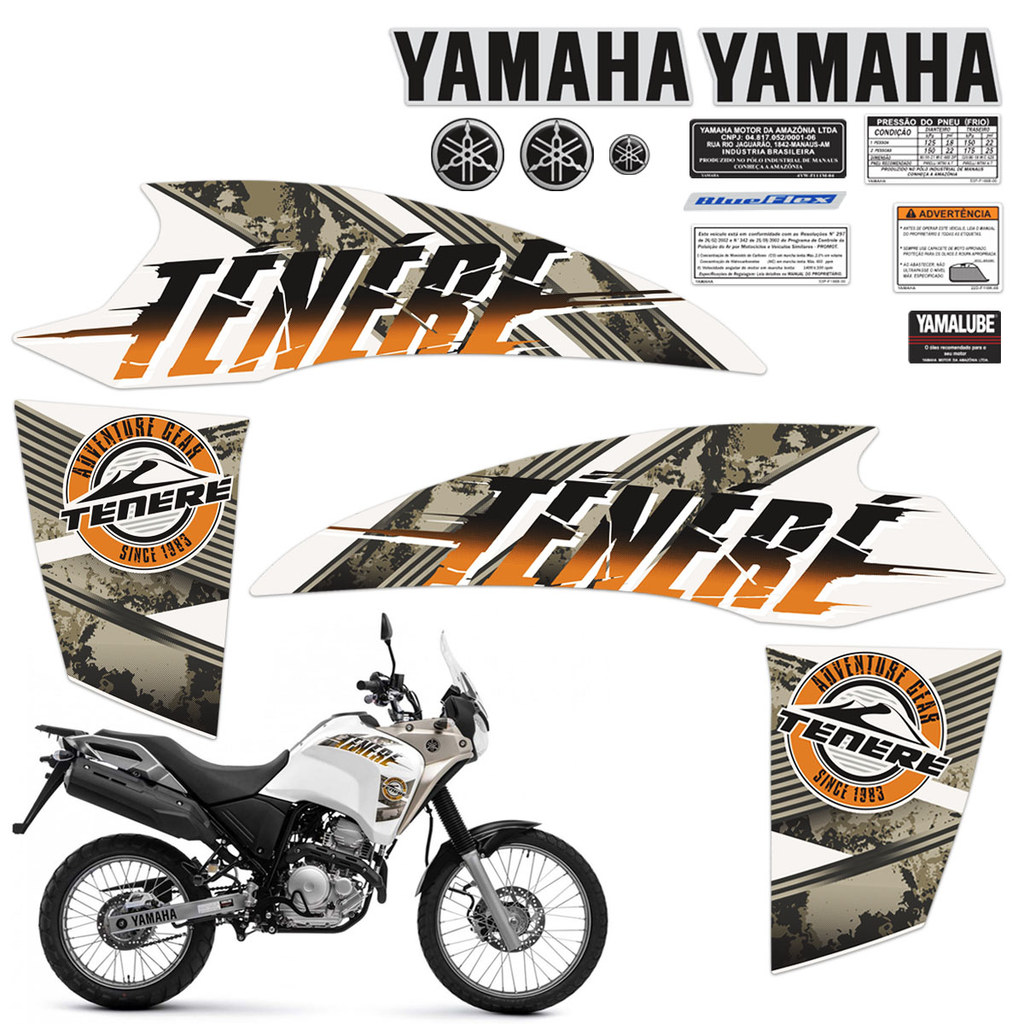 Kit Adesivos Para Yamaha Tenere 250 2016 + Logos Resinados