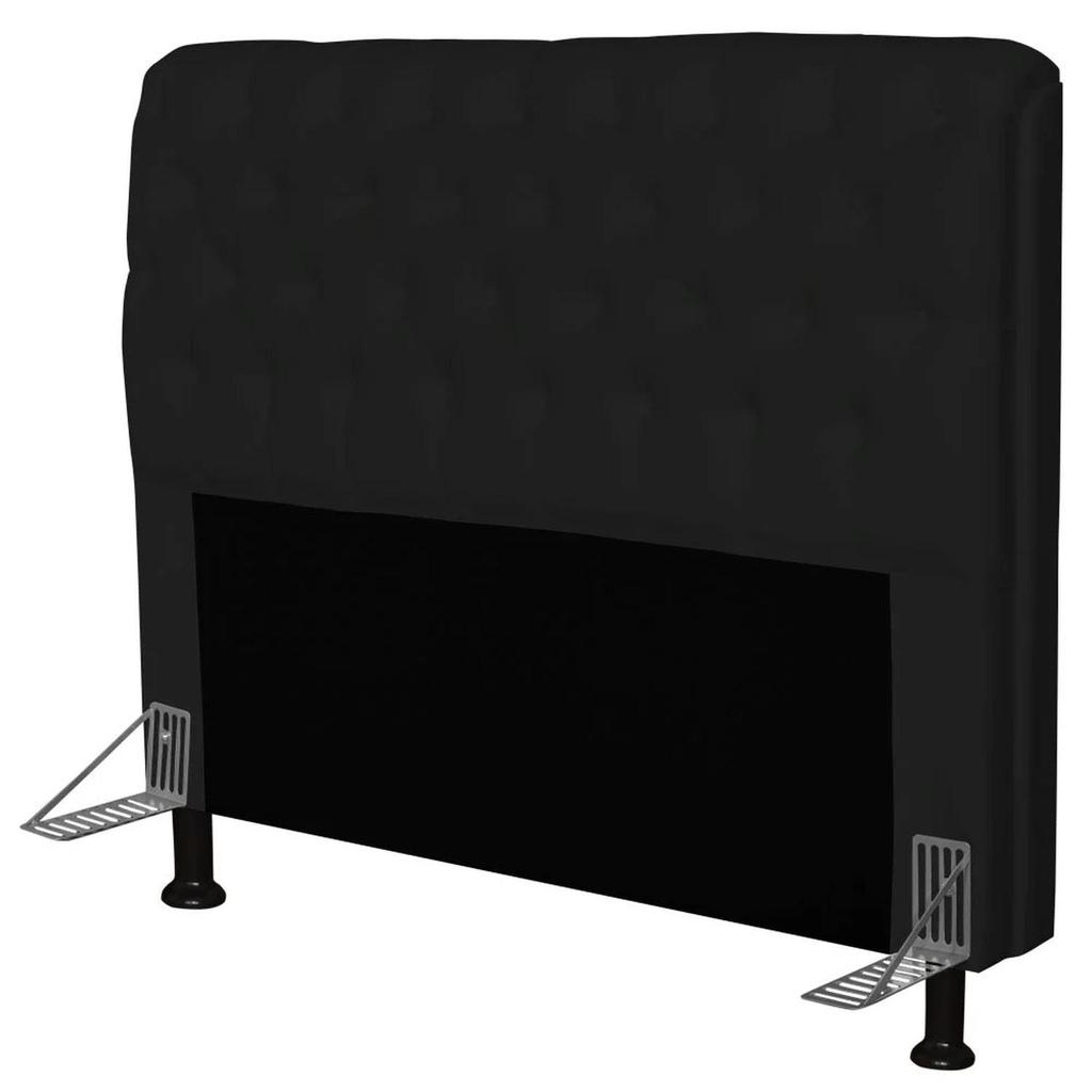 Cabeceira Paris Para Cama Box Casal 195cm Paris Corino Preto - JS Móveis