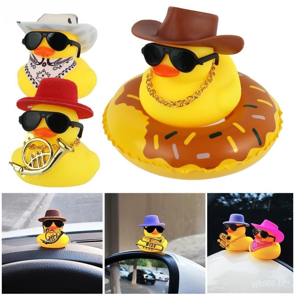 Decoração para Casa, Ornamento de Carro em Forma de Pato com Boia de Borracha Amarela de Verão, Decoração Fofa, Ornament