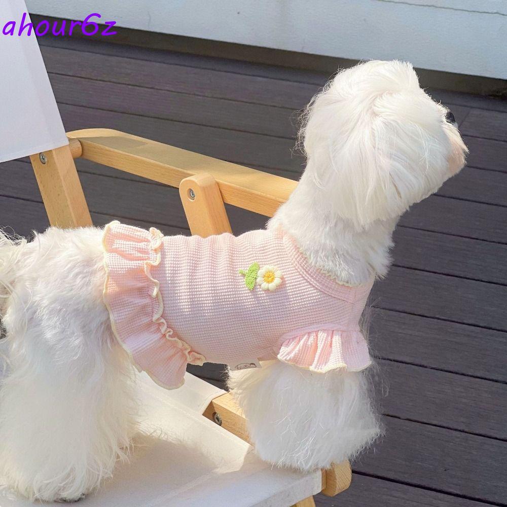 AHOURZ Primavera Colete Para Cachorro , Saia Rosa Macia Chihuahua Tecido Fino Respirável Estilo INS Roupas Animais De Es