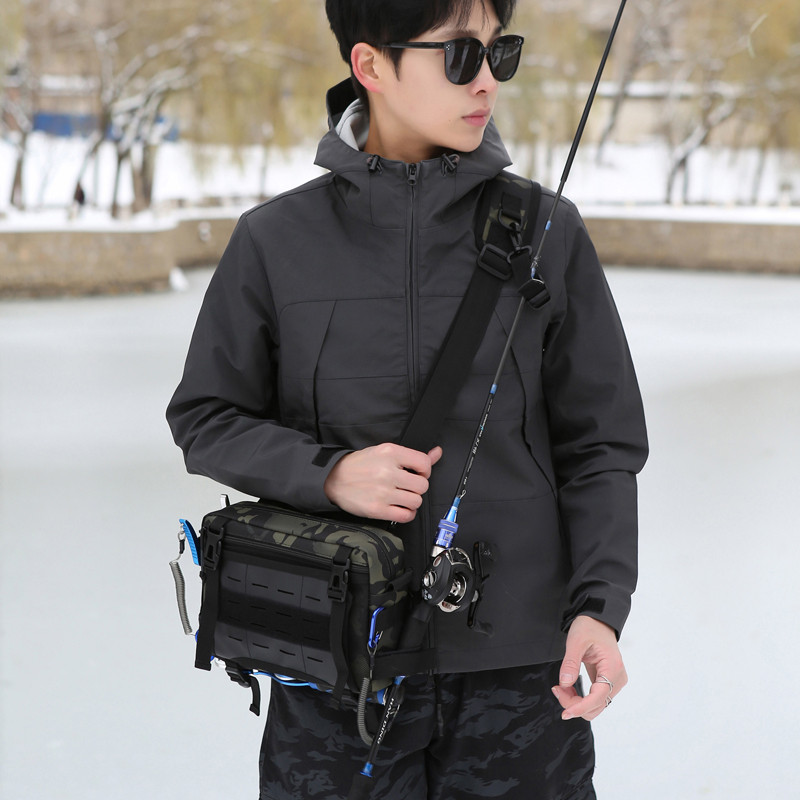 Bolsa de isca multifuncional, bolsa de cintura, bolsa de ombro, mensageiro de pesca, equipamento de pesca, bolsa de arma