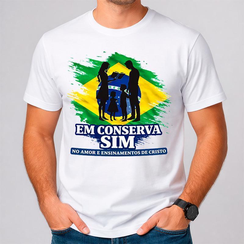 Camiseta Família Conservadora Brasil Familia Em Conserva Política Direita Camiseta Bolsonaro Tradicional Algodão