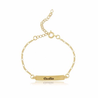 Pulseira infantil Chapa Chapinha Menino Menina com Nome Folheado a Ouro 18k - semi joia