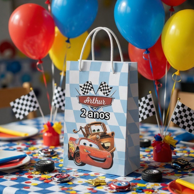 Produto Sacolinha personalizada Carros PEGUE E MONTE | Personalizados lembrancinhas mimos