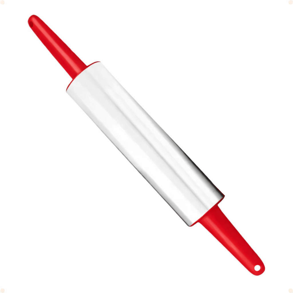 Rolo De Massa Inox Pegador Plástico 38cm Pão Pizza Torta