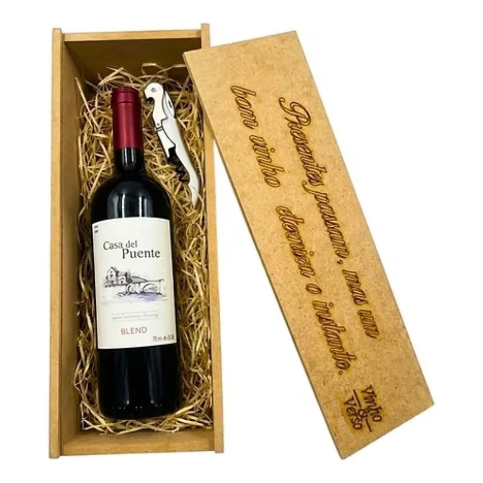Kit Presente Caixa Vinho Argentino Casa Del Puente Blend
