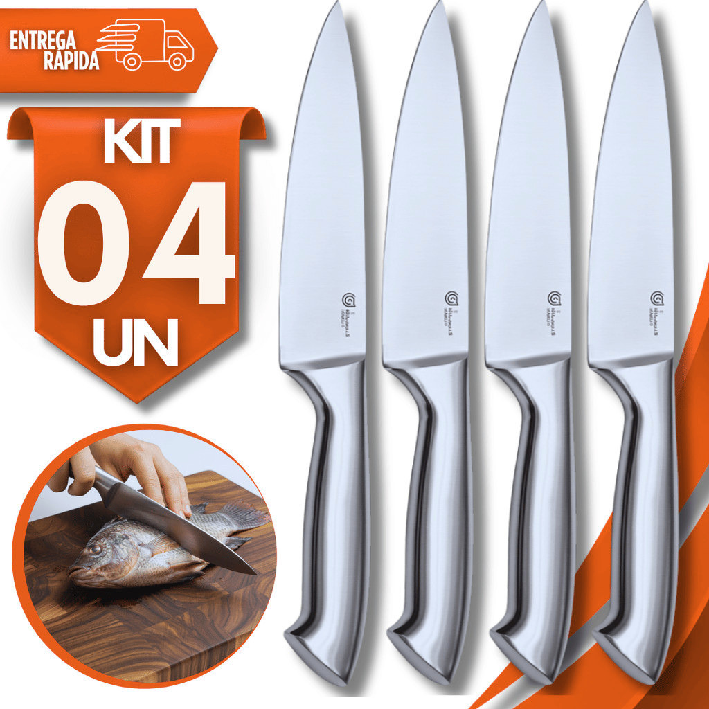 Kit Faca Inox Peixeira Profissional 7 Polegadas Corte Precisão Peixaria Açougue e Carnes Utilidades