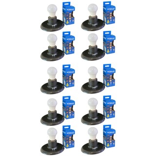 Kit 10 Plafon Para Lâmpada Preto + Lampada Bulbo 4,9w 6500k
