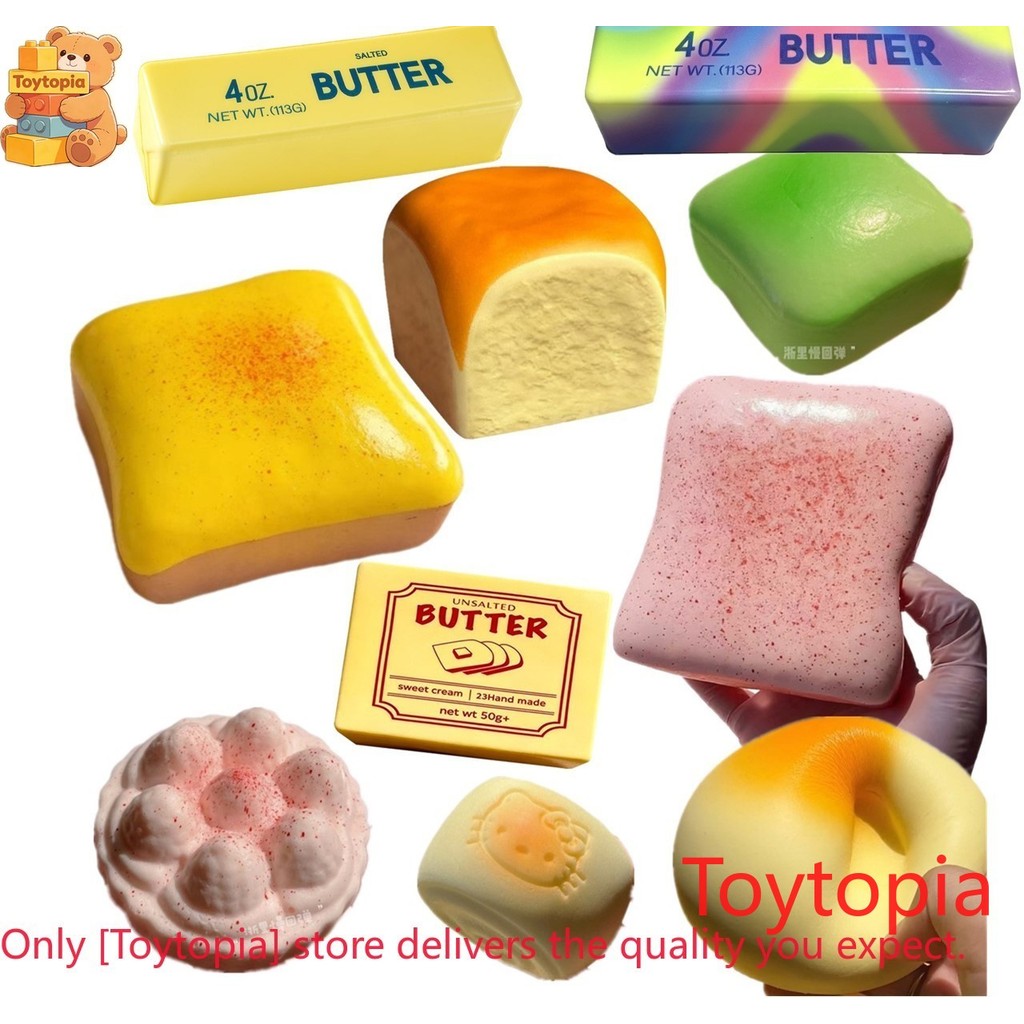 Squishy De Manteiga , Pão Torrado , Queijo , Brinquedos Macios De Ascensão Lenta Moles E Bolas De Estresse Squishies Par
