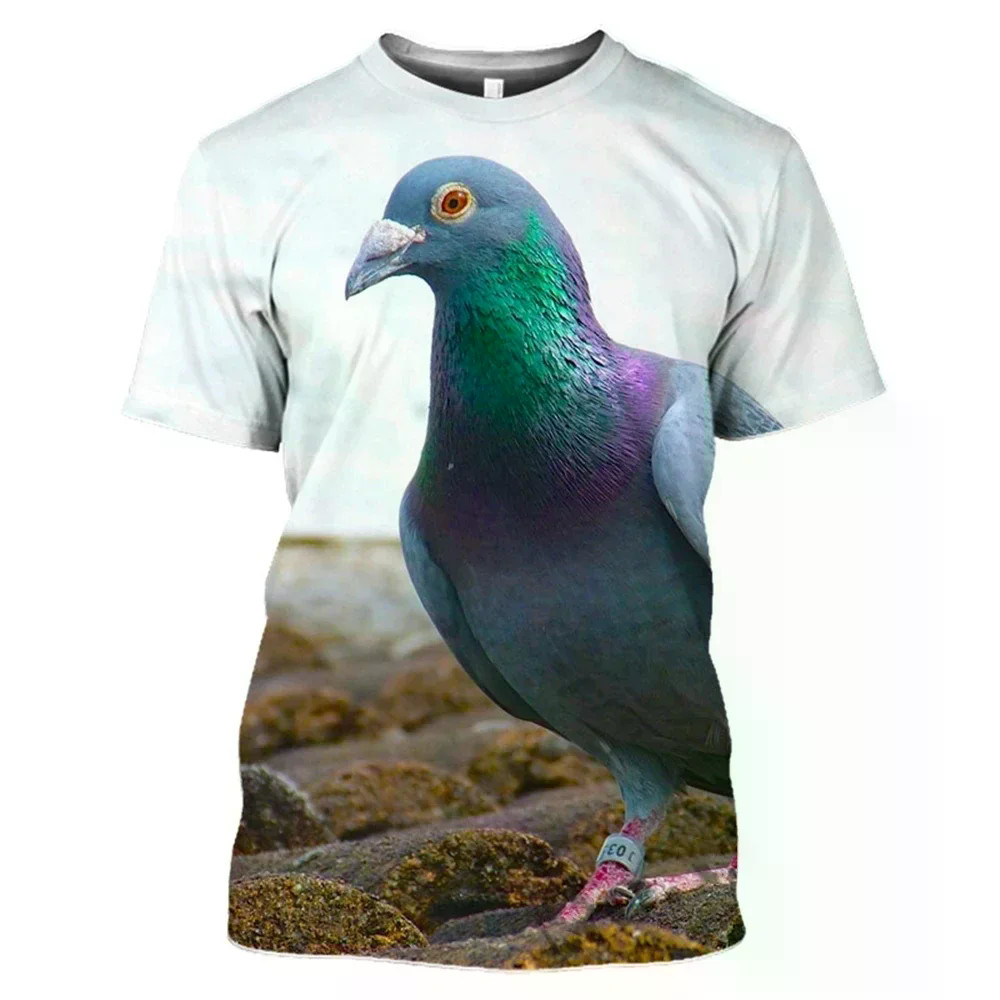Codornas Camisetas Pássaros Pombo Impressão 3D Das Mulheres Dos Homens De Manga Curta T Camisa Oversized Streetwear Hara