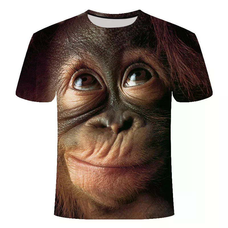 Engraçado 3D Macaco Gráfico T Camisas Para Roupas Masculinas Casual Gorila Animal Camiseta Novo Hip Hop Masculino Manga