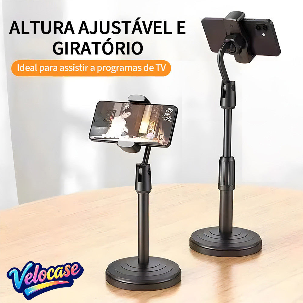 Suporte de Mesa para Celular Altura e Ângulo Ajustável 360° Giratório Ideal para Lives e Vídeos ZJ005