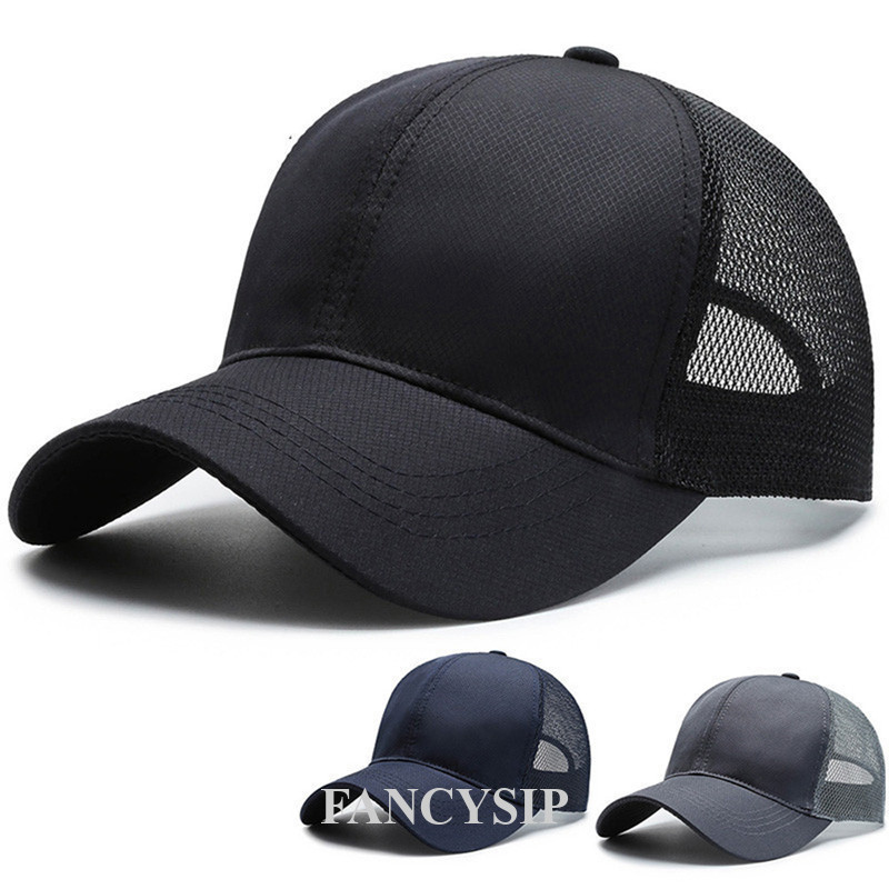 Boné de beisebol oversized para homens, boné de verão masculino com tela fina para proteção solar, boné snapback de aba