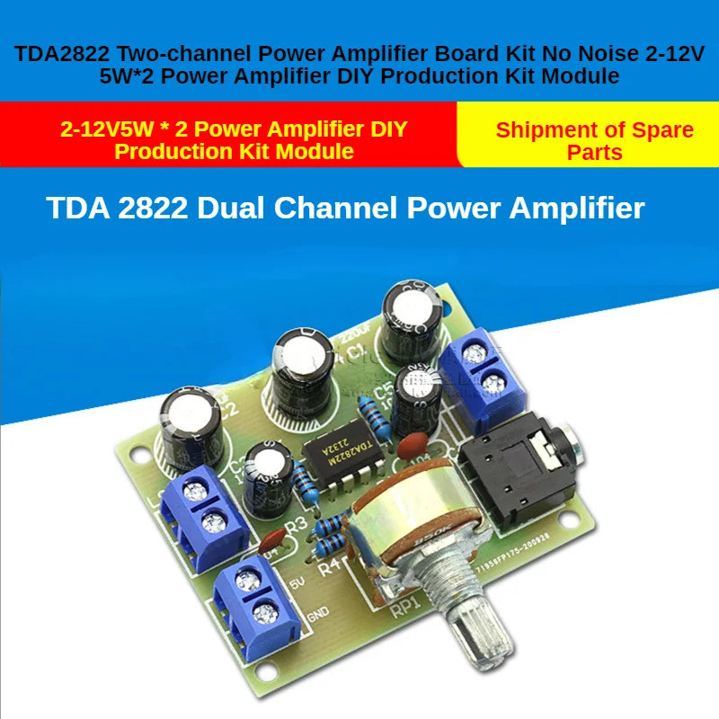 TDA2822 Kit De Placa Amplificadora De Potência De Dois Canais Sem Ruído 2-12V 5W * 2 Amplificador Módulo De Produção DIY