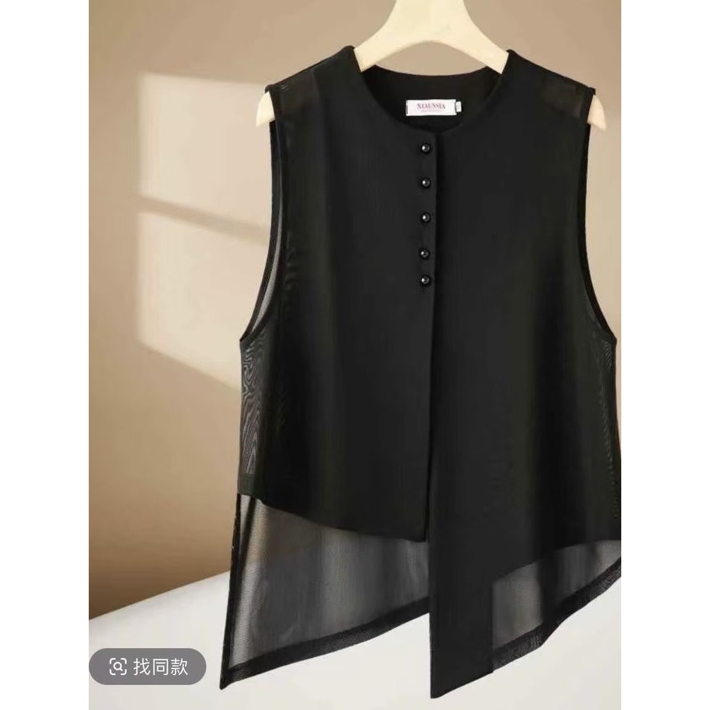 Novo estilo chinês estilo chinês colete feminino moda Irregular gaze estilo fino exterior protetor solar sem mangas topo