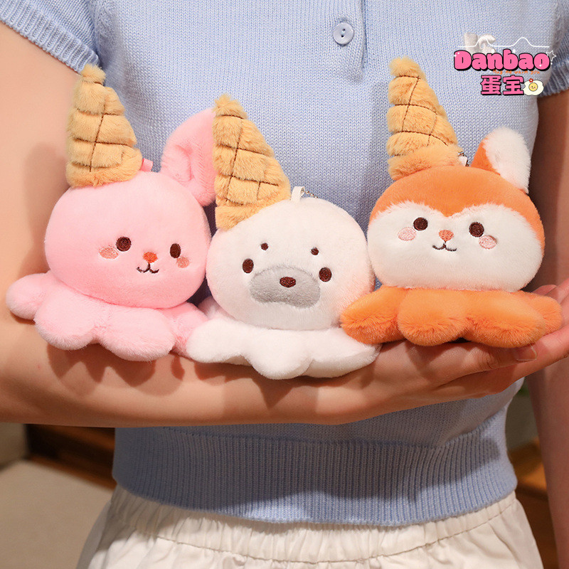 [DANBAO] Polvo transformado Animal Amigos Brinquedos de pelúcia Bonecos de coelho fofos Selos que amam sorvete Raposa Pa