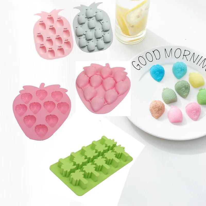 Forma De Frutas Bandeja De Cubos De Gelo Silicone Fabricante DIY Criativo Pequeno Molde De Cubo Quadrada Acessórios De C